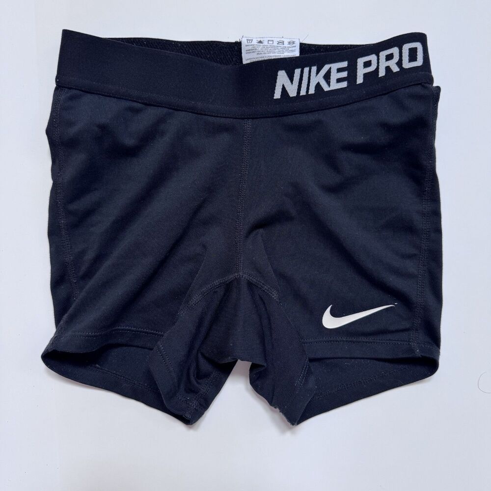 nike pro girl size small shorts spandex biker YOUTH black
